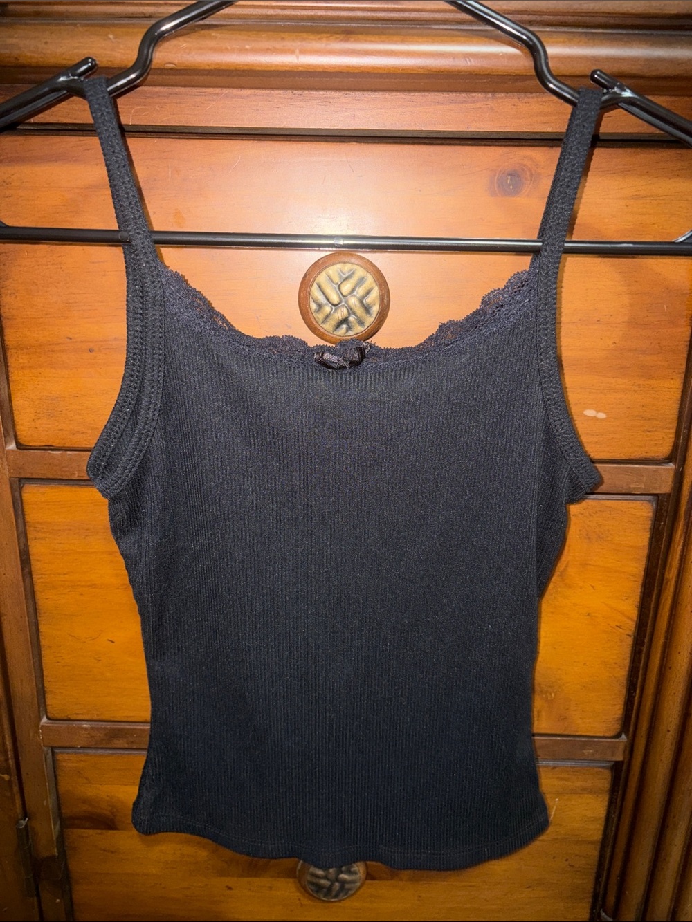 Rue21 Black Ribbed Lace-Trim Camisole
